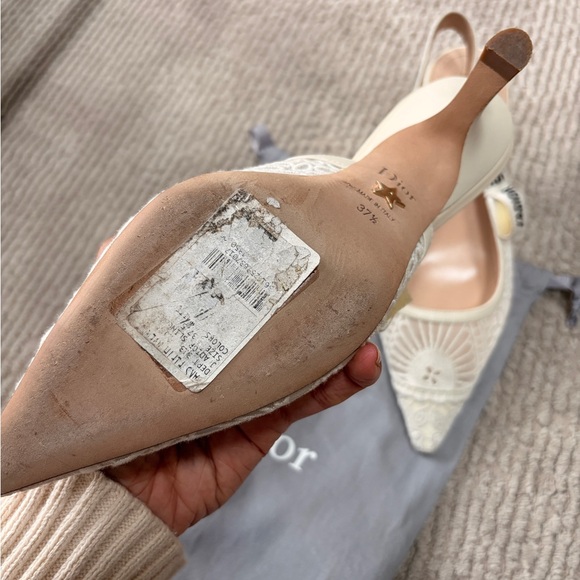 Dior Women's White Lace Slingback Heels - Picture 2 of 3
